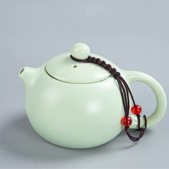 4pc Chinese Travel Tea Set,  Teapot & 2 Cups & Bag - Green - Picture 3 of 8